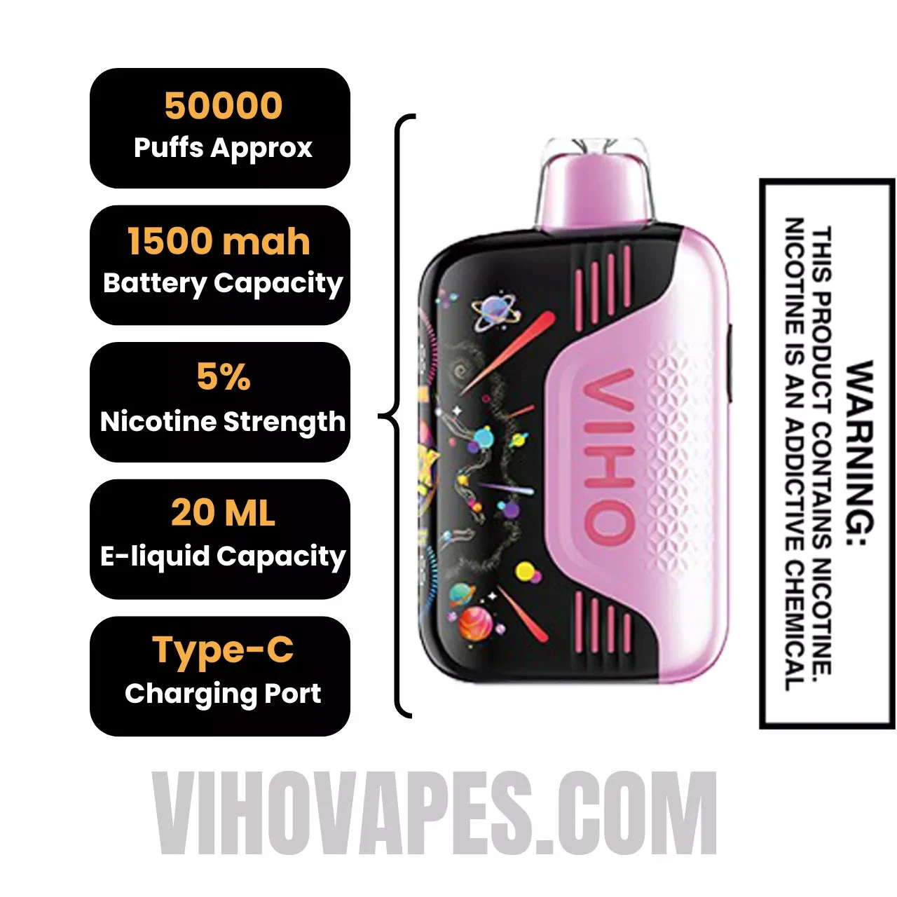 Cherry Strazz VIHO TRX 50K Disposable Vape Specification