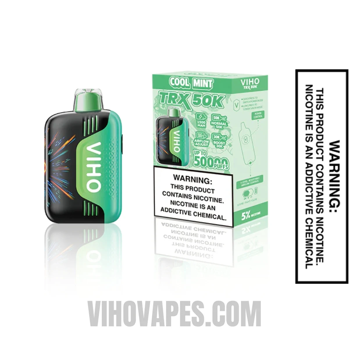 Cool Mint VIHO TRX 50K Disposable Vape With Package Box