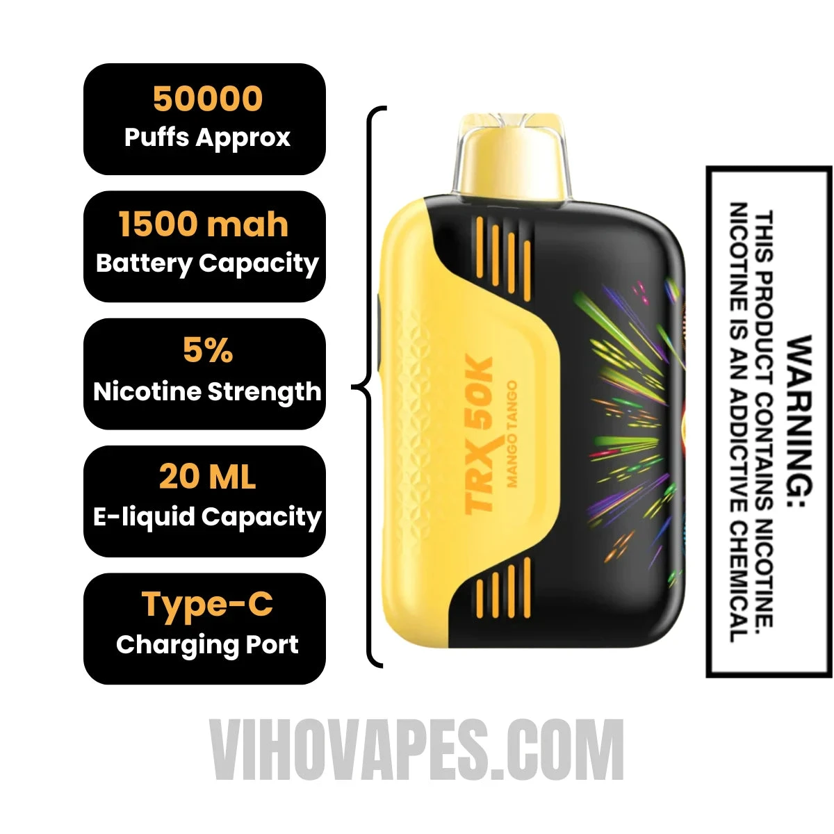 Mango Tango VIHO TRX 50K Disposable Vape Specification
