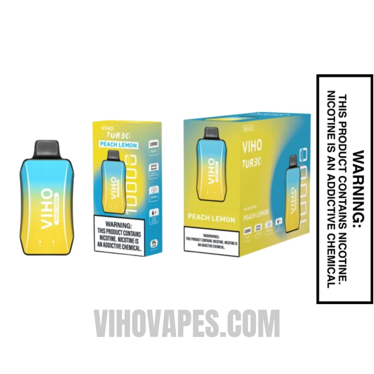Peach Lemon VIHO Turbo Vape 10000 Puffs With Bundle Pack