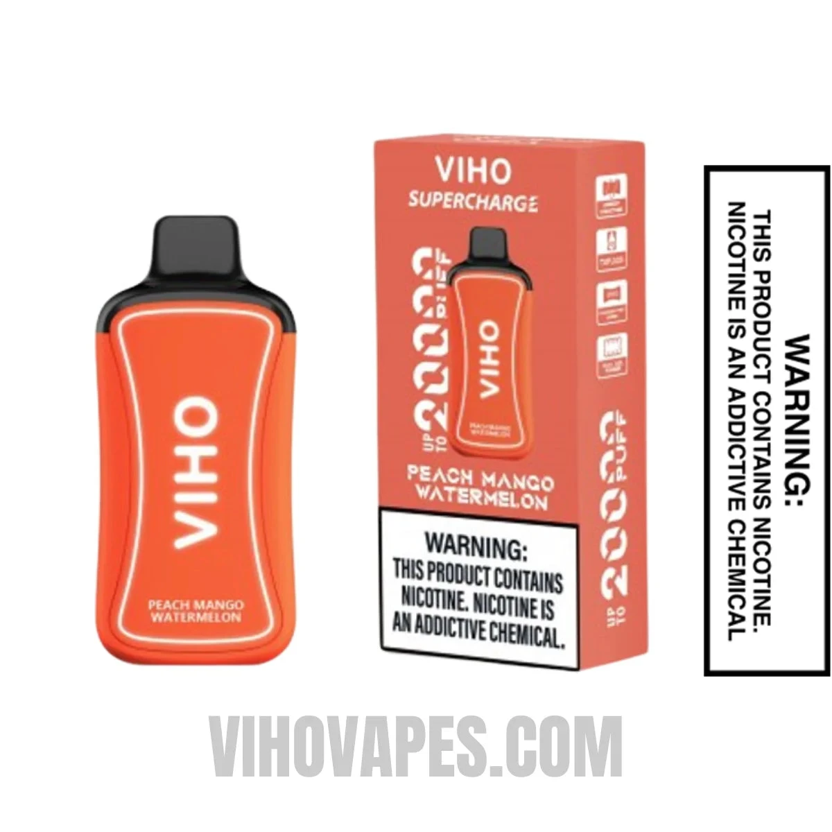 Peach Mango Watermelon VIHO Supercharge 20000 Puffs Vape With Package Box