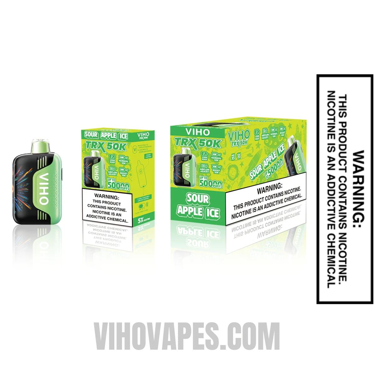 Sour Apple Ice VIHO TRX 50K Disposable Vape with Bundle Pack