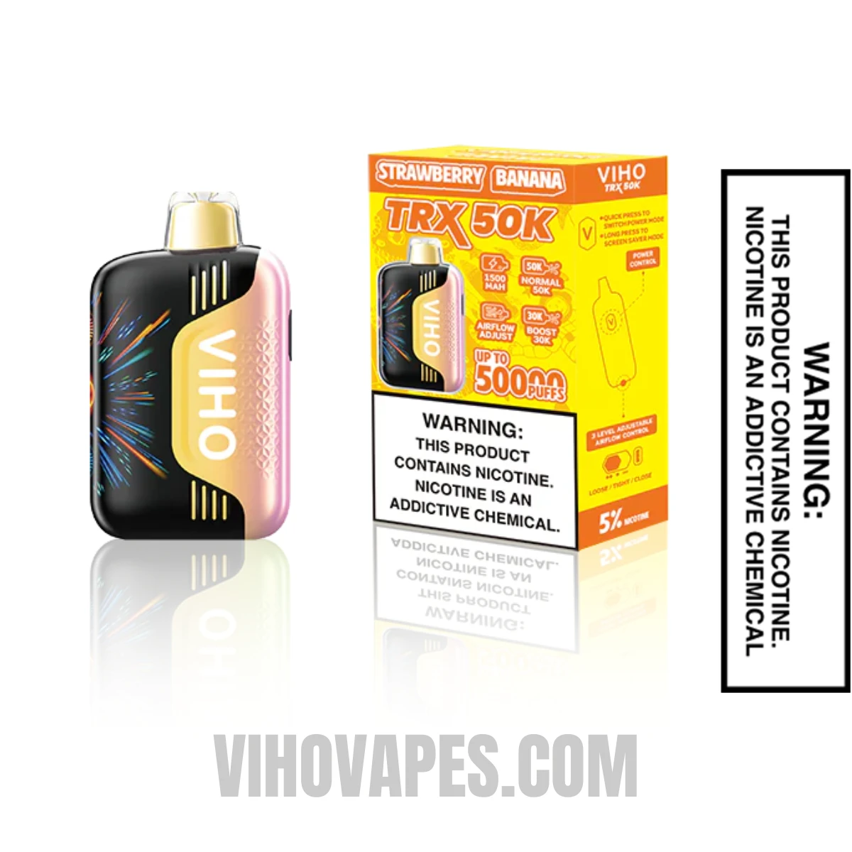 Strawberry Banana VIHO TRX 50K Disposable Vape With Package Box