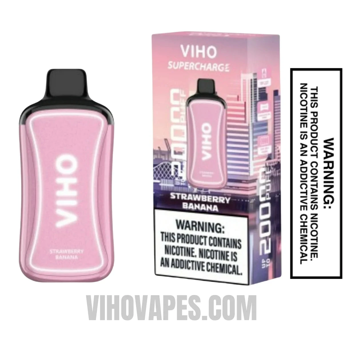 Strawberry Banana VIHO Supercharge 20000 Puffs Vape With Package Box