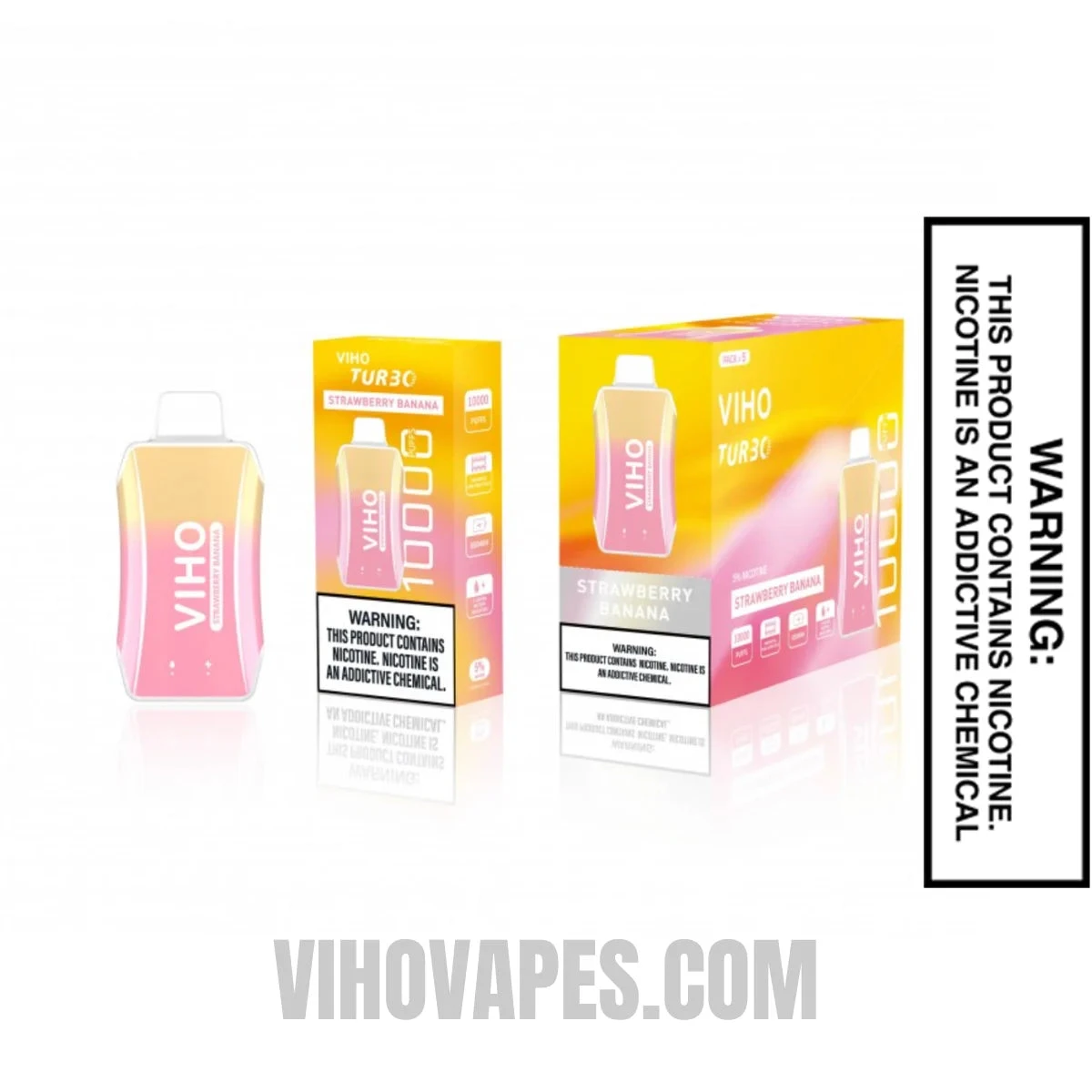 Strawberry Banana VIHO Turbo Vape 10000 Puffs With Bundle Pack