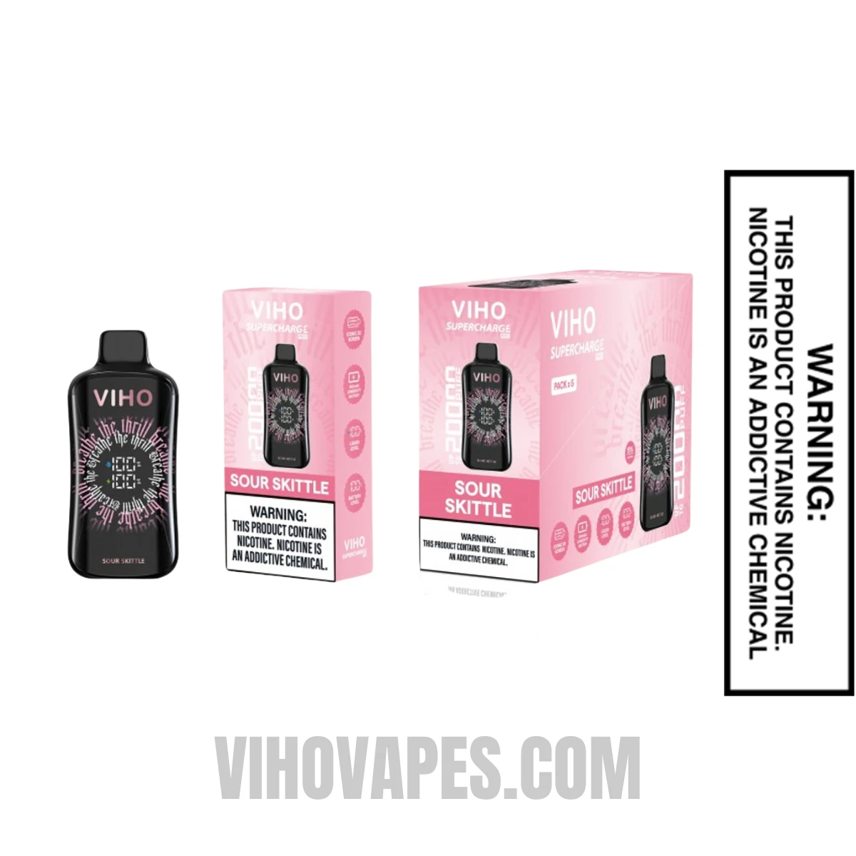  Viho Sour Skittles Supercharge Pro Vape 20000 Puffs With Bundle Box