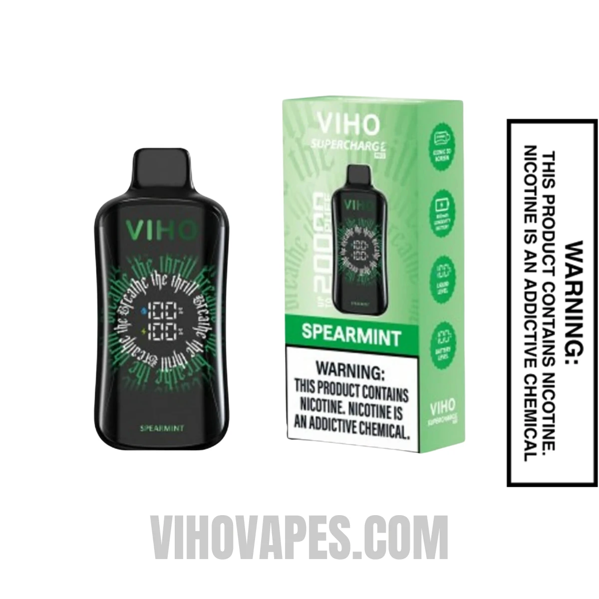 Viho Spearmint Supercharge Pro Vape 20000 Puffs With Package Box