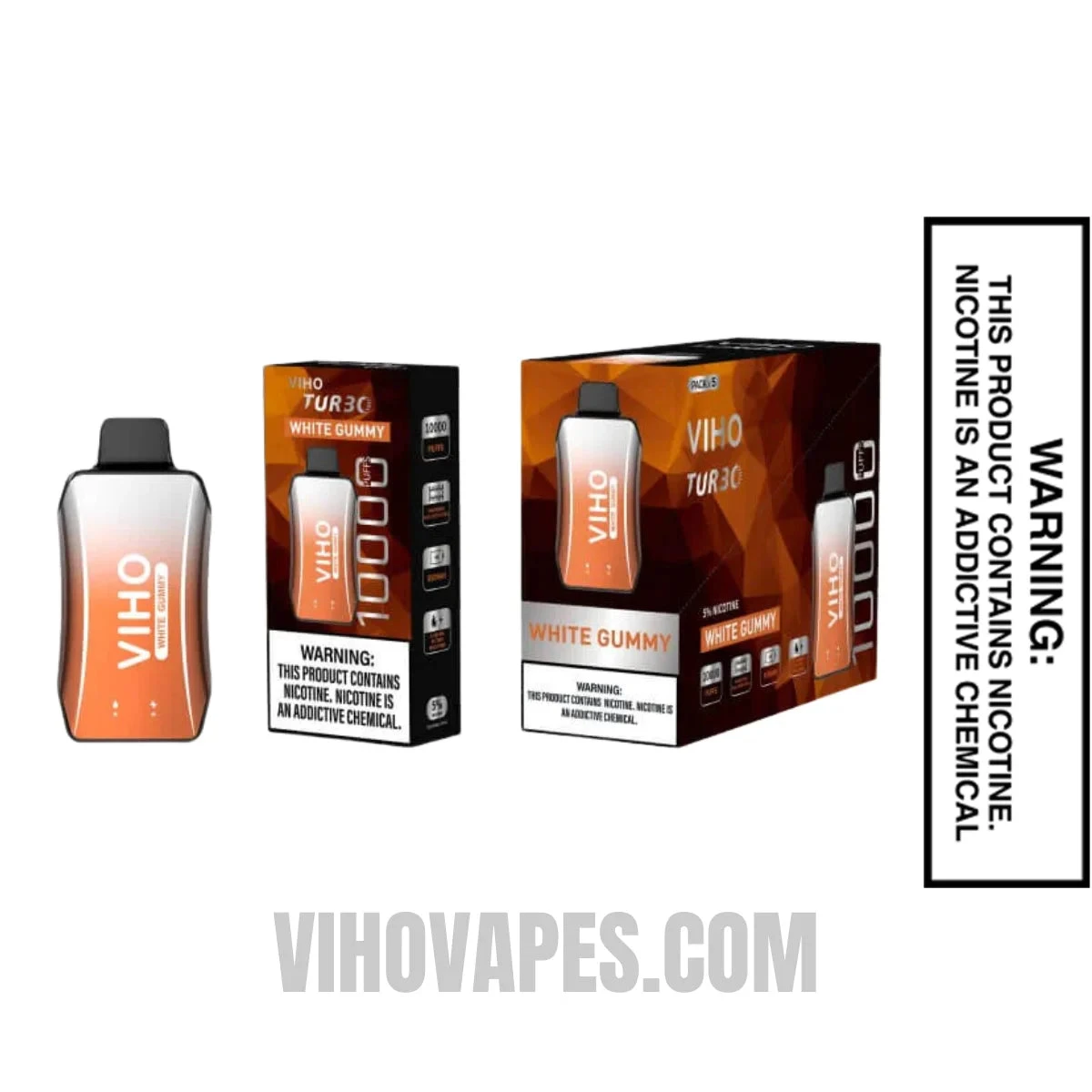 White Gummy VIHO Turbo Vape 10000 Puffs  With Bundle Pack