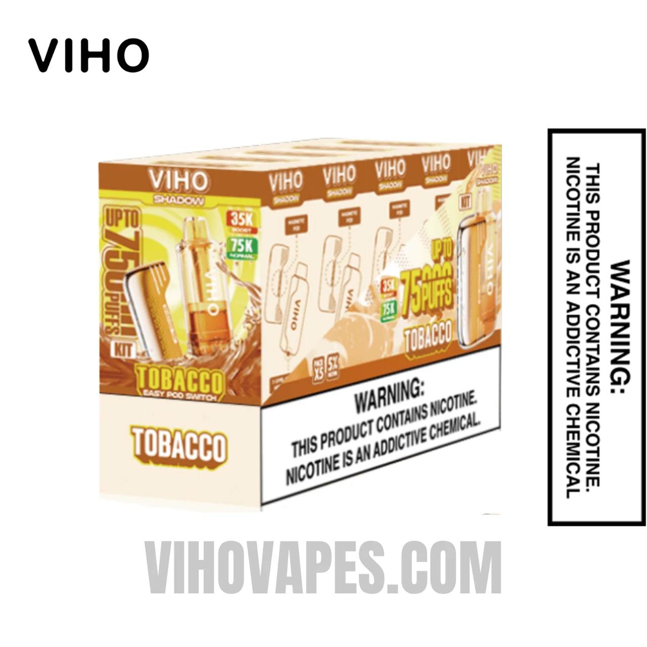 Tobacco VIHO Shadow 75K Vape Kit With Bundle Pack