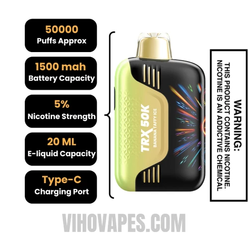 Banana Taffy Ice VIHO TRX 50K Disposable Vape Specifcations