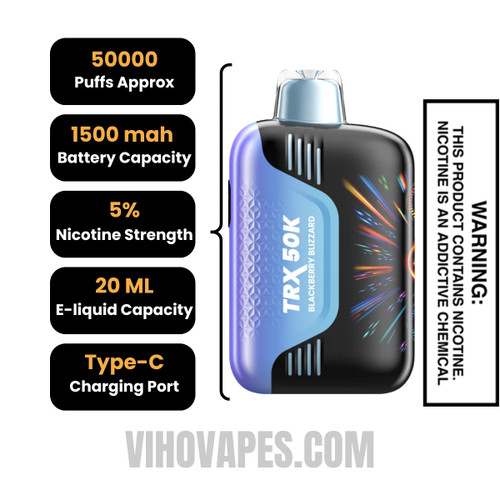 Blackberry Blizzard VIHO TRX 50K Disposable Vape Specifcations