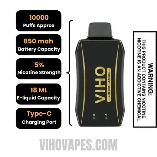 Cherry Lemon VIHO Turbo Vape 10000 Puffs Specifications
