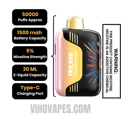 Strawberry Banana VIHO TRX 50K Disposable Vape Specifcations
