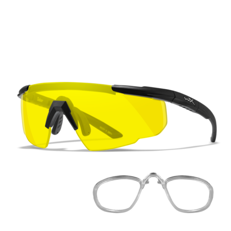 Wiley X Saber Advanced | Pale Yellow Lens + RX Insert (PTX) and Prescription Lens