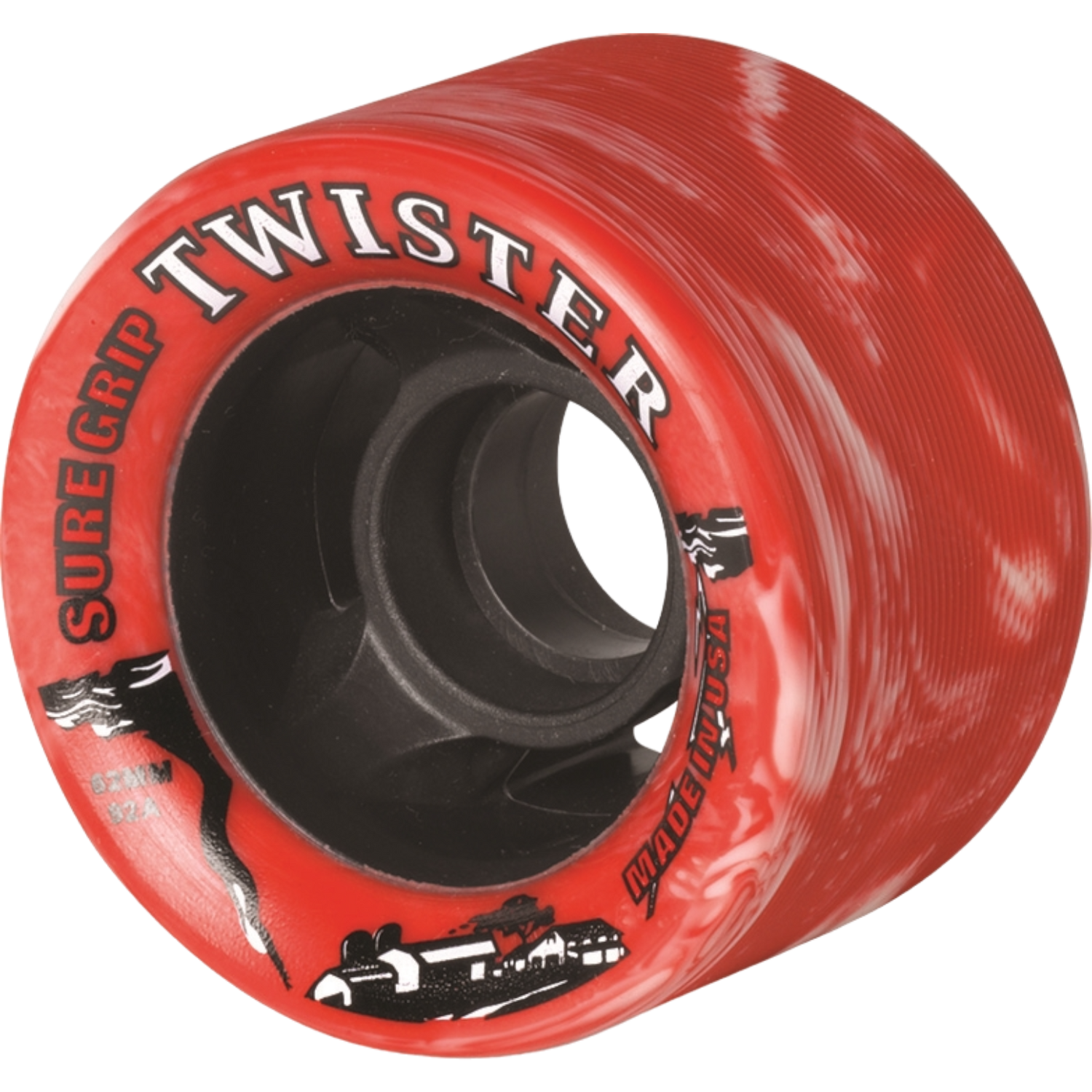 Sure Grip - Twister 62mm 95a Red/White Swirl ( Set of 8 Wheels )