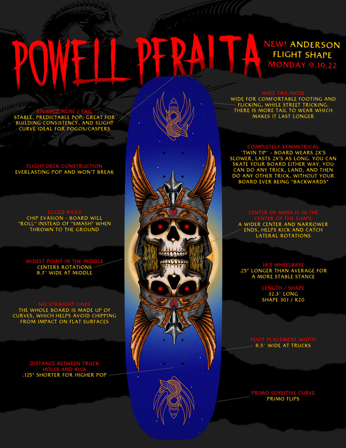 Powell Peralta - 8.7 Andy Anderson Heron 2 Flight® Skateboard Deck