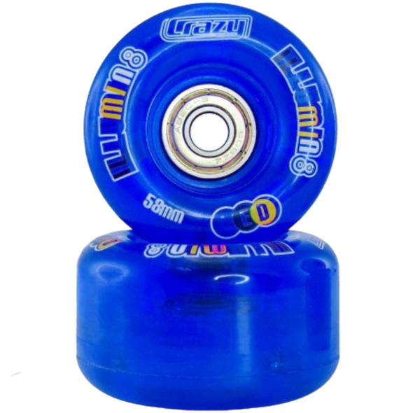 Crazy Skates - Blue Illumin8 Light Up Wheels (Unpackaged) - Set of 2 Wheels