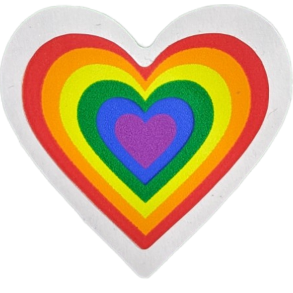 Concentric Rainbow Heart Sticker - 1.5" x 1.5"