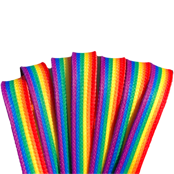 Derby Laces - Rainbow Stripe Pride - Brat ( Narrow )