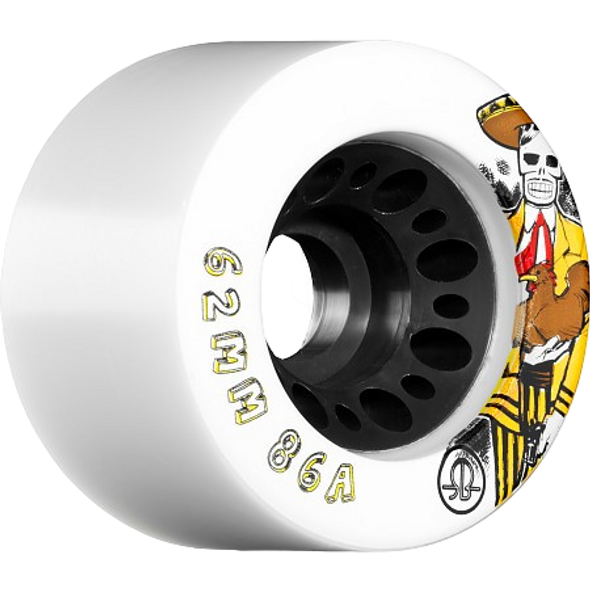 Rollerbones - Day of the Dead (62x86a) White Roller Derby Wheels ( 4 pack )