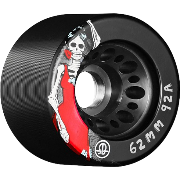 Rollerbones - Day of the Dead Black (62x92a) Roller Derby Wheels ( 4 pack )