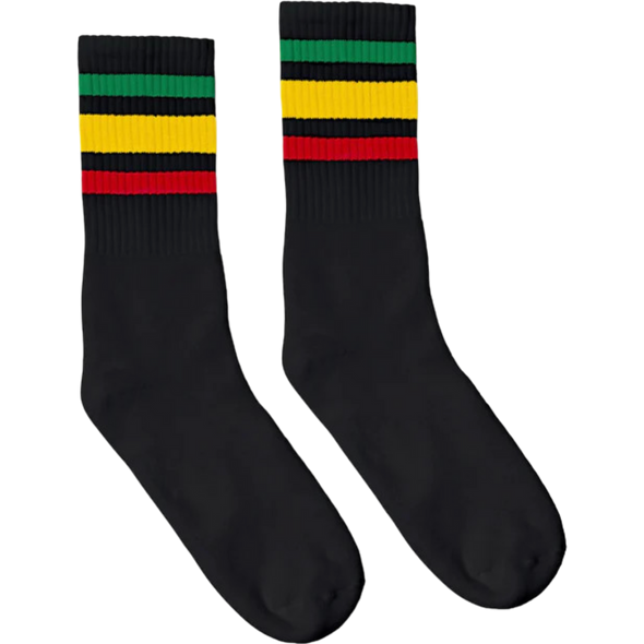 Socco skate socks - Classic Black with Red/Green/Yellow stripes