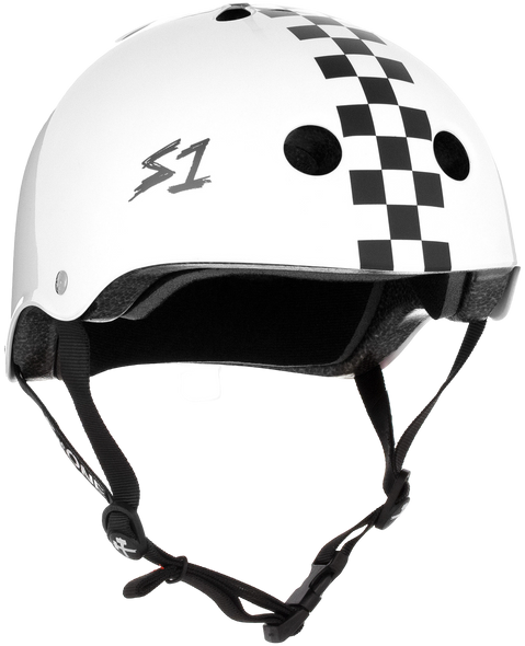 S1 Lifer Helmet - White Gloss w/ Checkers | Adult Skate Helmets from S-One