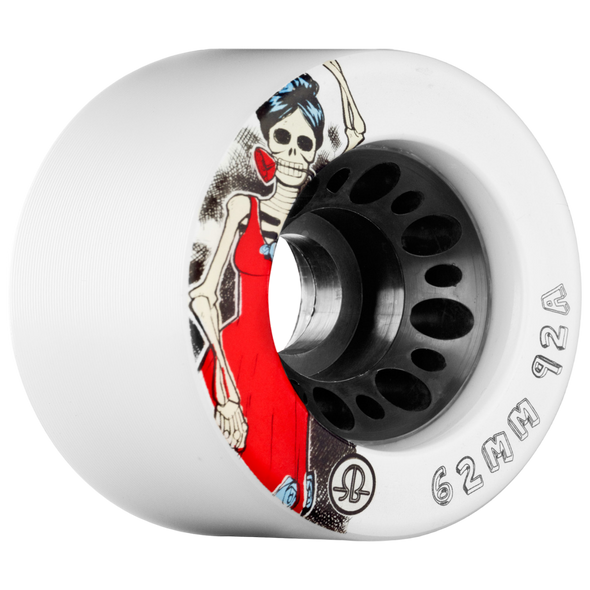 Rollerbones - Day of the Dead ( 62 x 92a ) White Roller Derby Wheels ( 4 pack )