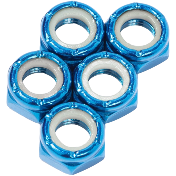 Defiant Upgrades - Blue 8mm Skateboard Axle Nuts ( Set of 5 )