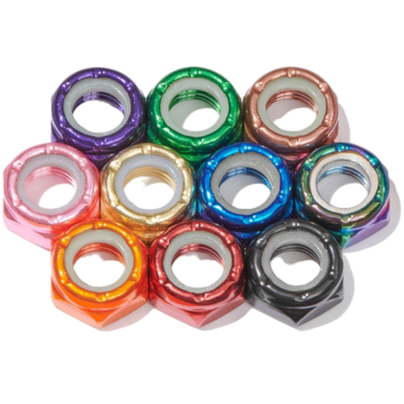 Defiant Upgrades - Blue 8mm Skateboard Axle Nuts ( Set of 5 )