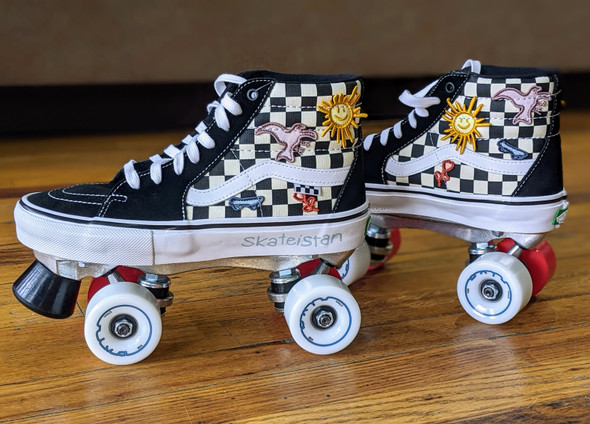 Custom Vans Old Skool Roller Skates with Hybrid/ Outdoor Wheels