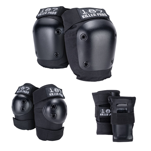 187 Killer Pads - Kids Black JR Six Pack - knee Elbow & Wrist safety gear set