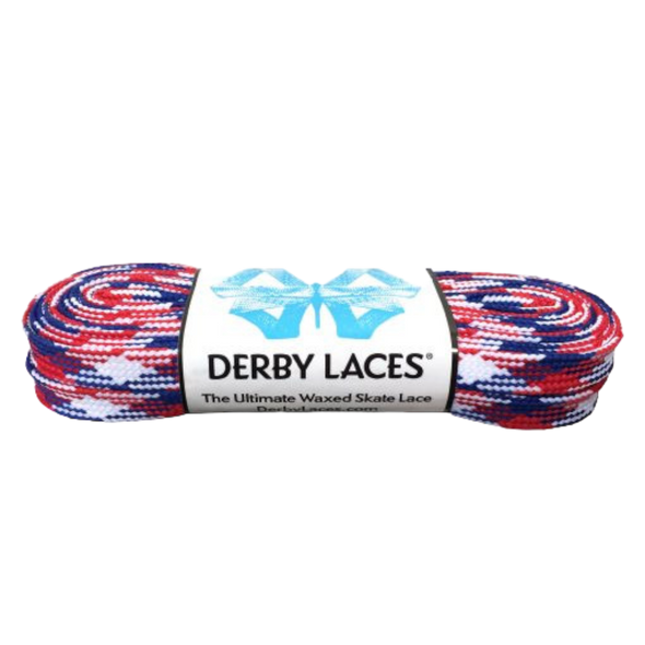 Derby Laces - Red, White, Blue - Waxed 10 mm