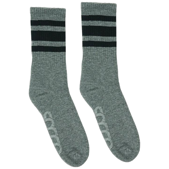 Socco - Athletic Crew | Black Striped Socks | Dark Heather Grey