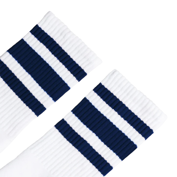 Socco -  Navy Striped Socks I White