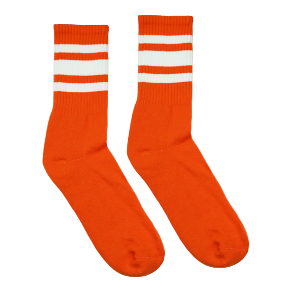Socco -  White Striped Socks | Orange