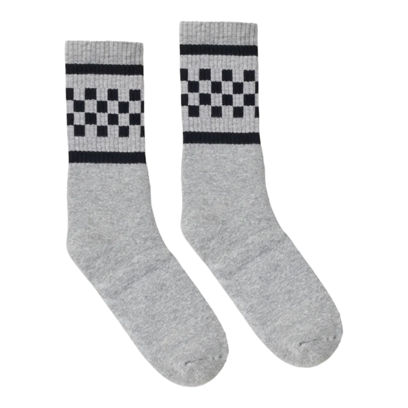 Socco - Black Checkered Socks | Heather Grey