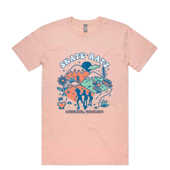 Skate Ratz - Groovy Cruisin' Tee Shirt | Pale Pink | Adult Unisex Sizing