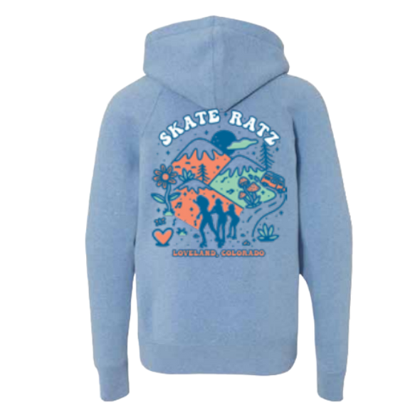 Skate Ratz - Groovy Cruisin' Youth Raglan Hooded Sweatshirt| Pacific Blue | Youth Unisex Sizing