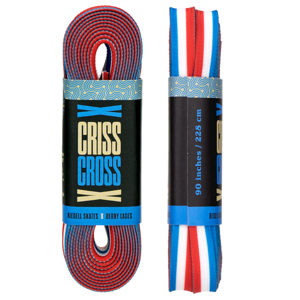 Riedell - Blue/Red/White Trios Criss Cross X Derby Laces