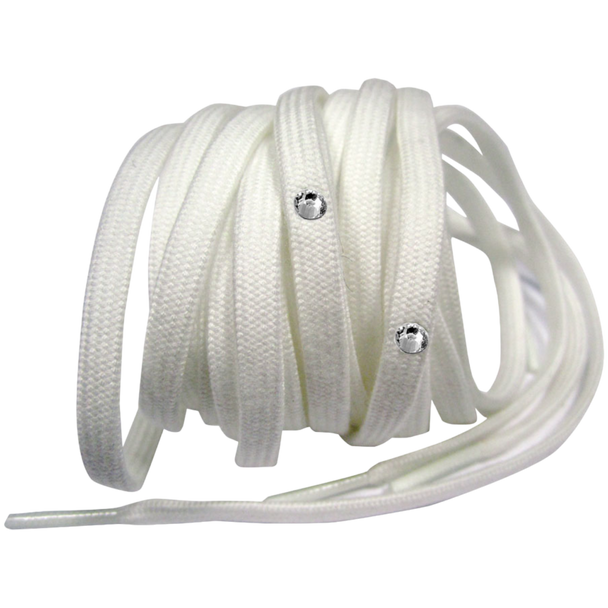 Edea - White Skate Laces With Crystal ( Sold In Pairs )
