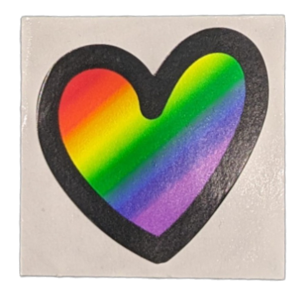 Diagonal Rainbow Heart Sticker - 2" x 2"