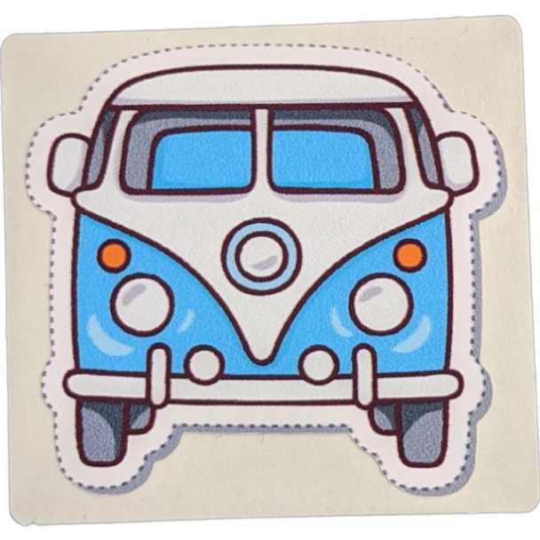 Blue VW Bus Sticker - 2" x 2"