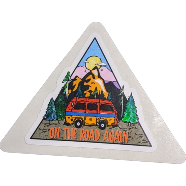 On the Road VW Bus Sticker - 2" x 2"