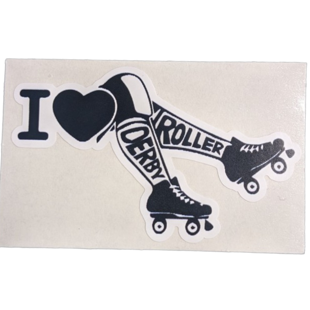 I Love Roller Derby Sticker - 2.5" x 1.5"