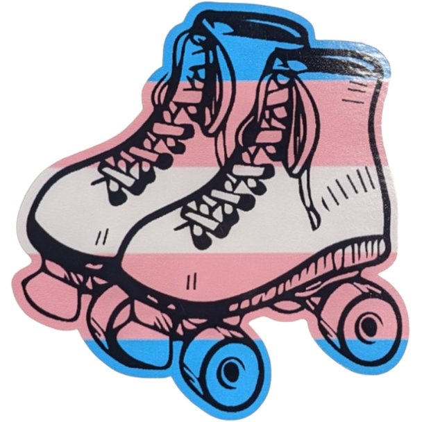 Pink and Blue Skates Sticker - 2.5 x 2.5"