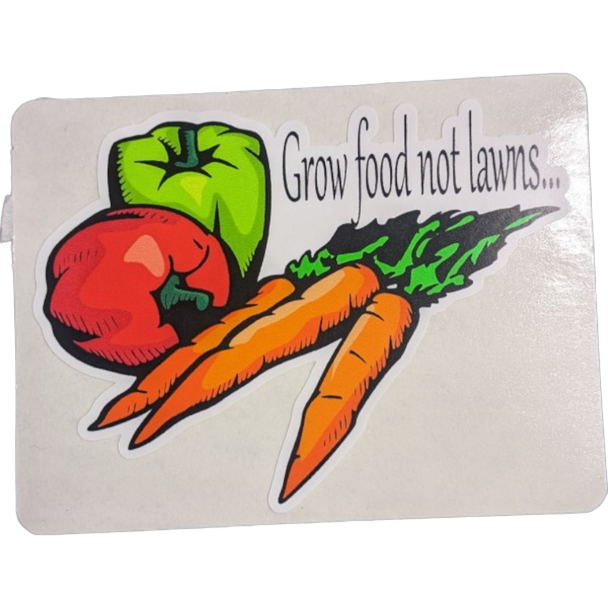 Grow Food Not Lawns Sticker - 4" x 3"
