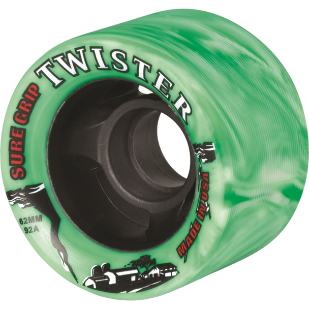 Sure Grip - Twister 62mm 92a Green/White Swirl ( Set of 8 Wheels )