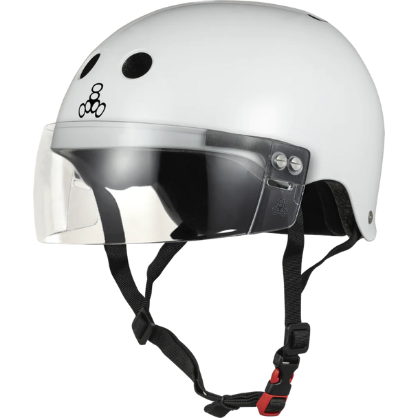 Triple 8 - White Gloss The Certified Sweatsaver Visor Helmet
