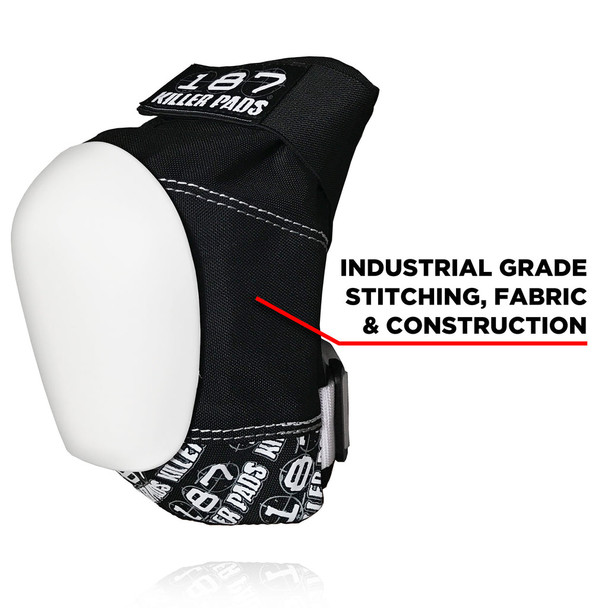 187 Killer Pads - Pro Knee Skateboard Pads - Black / White | Skateboard | Roller Skate | Inline